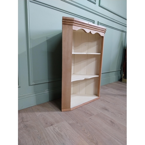 41 - Early 20th C. Irish pine wall hanging corner cupboard. {89 cm H x 67 cm W x 32 cm D}.