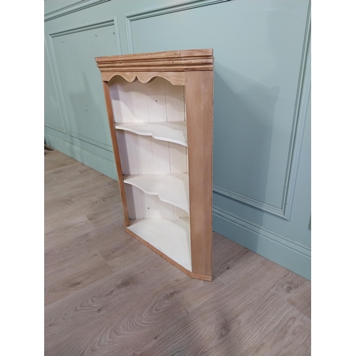 41 - Early 20th C. Irish pine wall hanging corner cupboard. {89 cm H x 67 cm W x 32 cm D}.