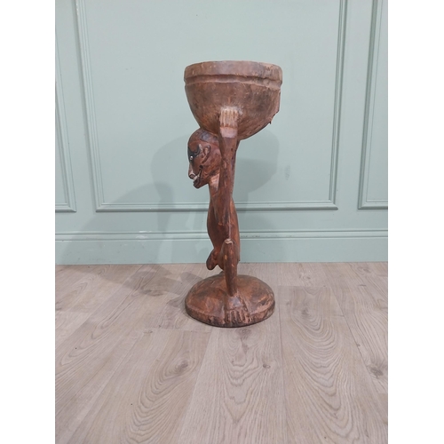 410 - Antique African hardwood figure. {70 cm H x 25 cm W x 28 cm D}.