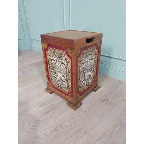 412 - Vintage mahogany laundry box. {53 cm H x 39 cm W x 39 cm D}.