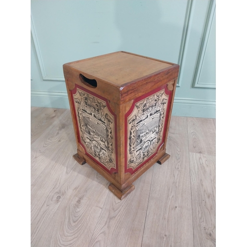 412 - Vintage mahogany laundry box. {53 cm H x 39 cm W x 39 cm D}.