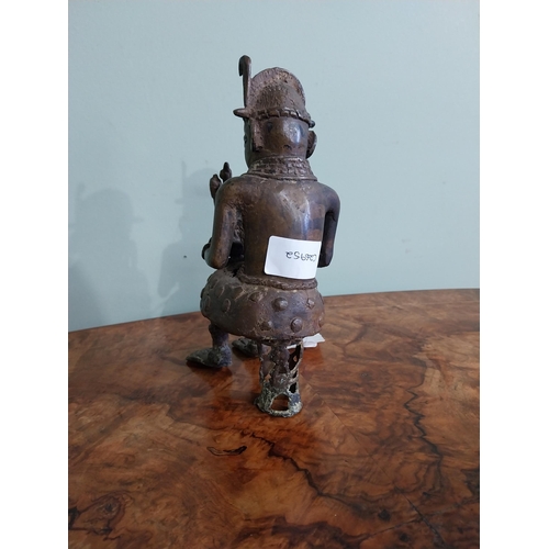 415 - African Benin bronze sculpture. {20 cm H x 9 cm W x 10 cm D}.