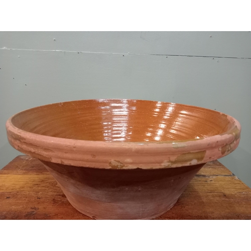 417 - Terracotta glazed crockpot. {H 26cm x Dia 65cm}.   NOT AVAILABLE TO VIEW IN PERSON