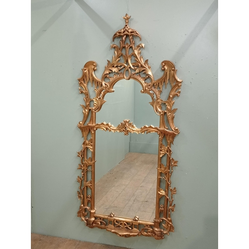 42 - Gilt wood pier mirror with shelf. {H 200cm x W 95cm x D 10cm}. NOT AVAILABLE TO VIEW IN PERSON.