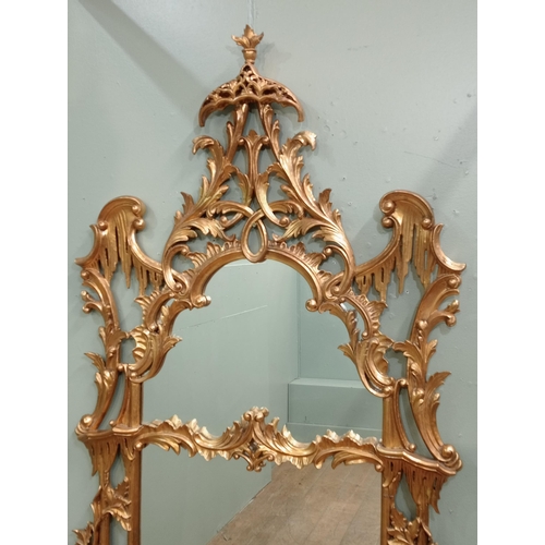 42 - Gilt wood pier mirror with shelf. {H 200cm x W 95cm x D 10cm}. NOT AVAILABLE TO VIEW IN PERSON.