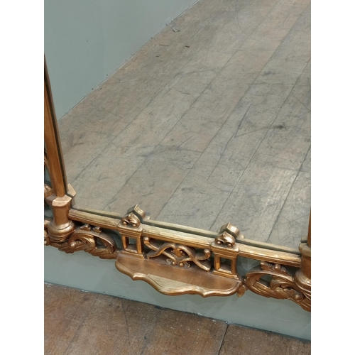 42 - Gilt wood pier mirror with shelf. {H 200cm x W 95cm x D 10cm}. NOT AVAILABLE TO VIEW IN PERSON.