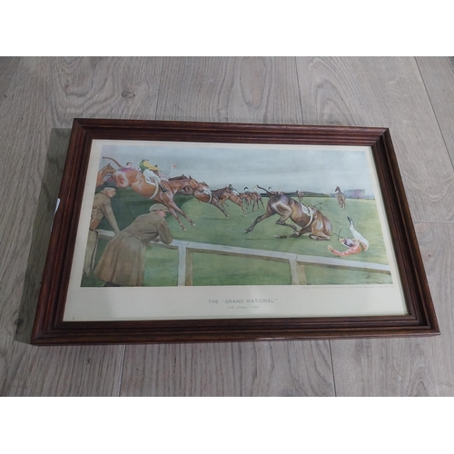 422 - Four Edwardian Grand National coloured prints mounted in oak frames. {24 cm H x 37 cm W}.