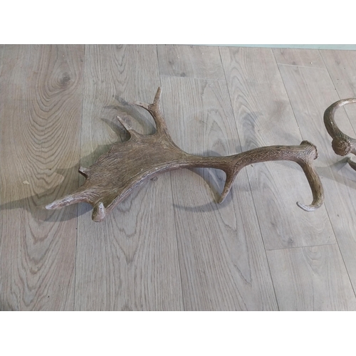 424 - Pair of resin Stag antlers. {50 cm H x 47 cm W}.