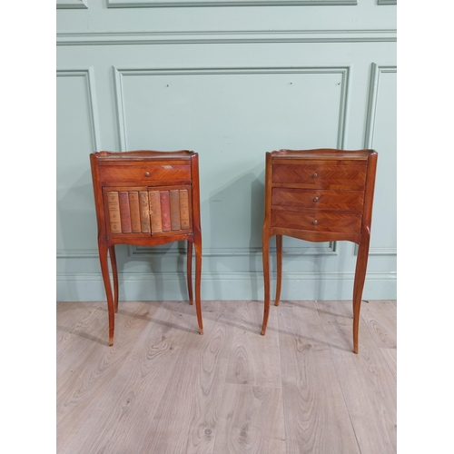 428 - Pair of Edwardian French kingwood bedside lockers raised on cabriole legs. {73 cm H x 77 cm W x 30 c... 