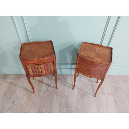 428 - Pair of Edwardian French kingwood bedside lockers raised on cabriole legs. {73 cm H x 77 cm W x 30 c... 