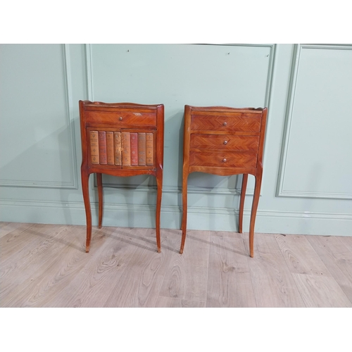 428 - Pair of Edwardian French kingwood bedside lockers raised on cabriole legs. {73 cm H x 77 cm W x 30 c... 