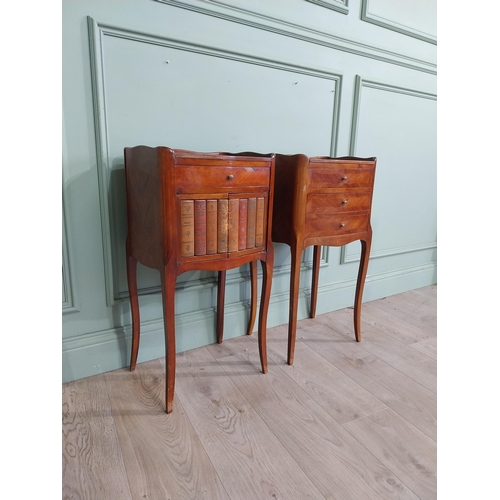 428 - Pair of Edwardian French kingwood bedside lockers raised on cabriole legs. {73 cm H x 77 cm W x 30 c... 