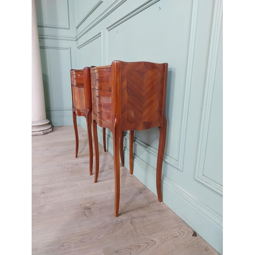 428 - Pair of Edwardian French kingwood bedside lockers raised on cabriole legs. {73 cm H x 77 cm W x 30 c... 