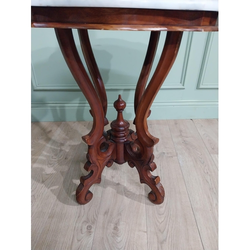 429 - 19th C. Carved walnut lamp table with marble top. {70 cm H x 64 cm W x 52 cm D}.