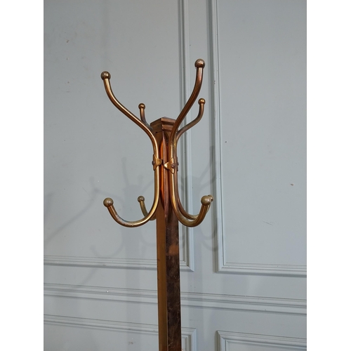 430 - Early 20th C. Brass hat and coat stand. {187 cm H x 38 cm W x 38 cm D}.