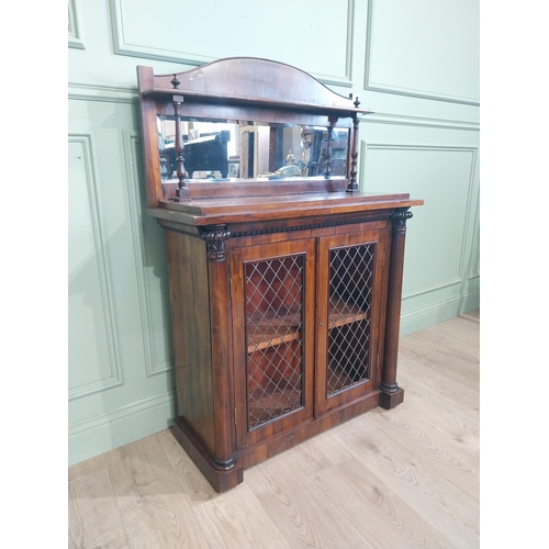 431 - Good quality William IV rosewood side cabinet with mirrored gallery back over two long doors raised ... 