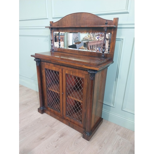 431 - Good quality William IV rosewood side cabinet with mirrored gallery back over two long doors raised ... 