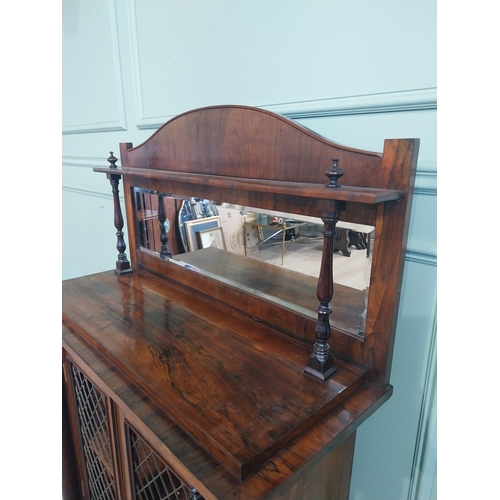 431 - Good quality William IV rosewood side cabinet with mirrored gallery back over two long doors raised ... 