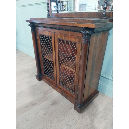 431 - Good quality William IV rosewood side cabinet with mirrored gallery back over two long doors raised ... 