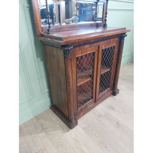 431 - Good quality William IV rosewood side cabinet with mirrored gallery back over two long doors raised ... 