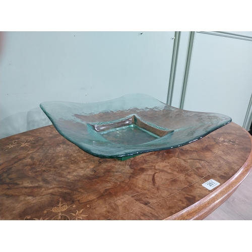 435 - Glass fruit bowl. {9 cm H x 42 cm W x 42 cm D}.