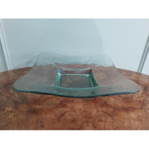 435 - Glass fruit bowl. {9 cm H x 42 cm W x 42 cm D}.