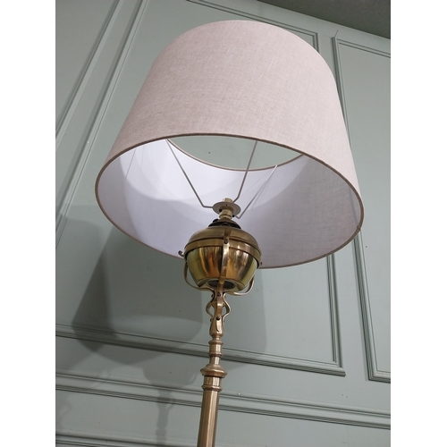 441 - Good quality Victorian brass telescopic standard lamp with cloth shade. {186  cm H x 61 cm Dia.}.