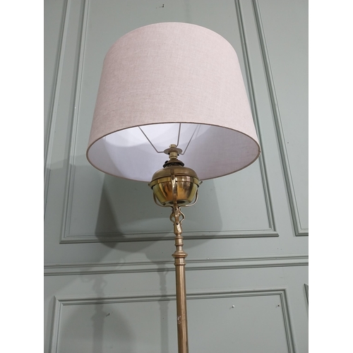 441 - Good quality Victorian brass telescopic standard lamp with cloth shade. {186  cm H x 61 cm Dia.}.