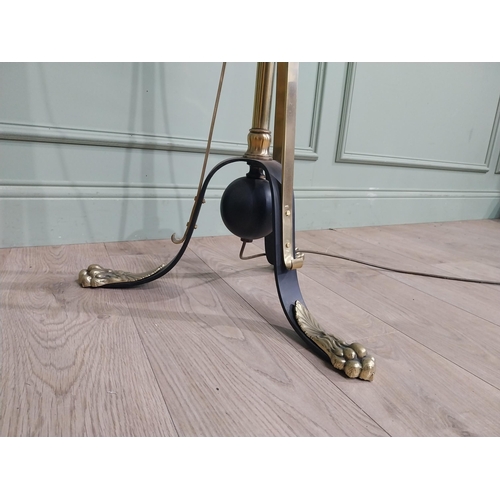 441 - Good quality Victorian brass telescopic standard lamp with cloth shade. {186  cm H x 61 cm Dia.}.