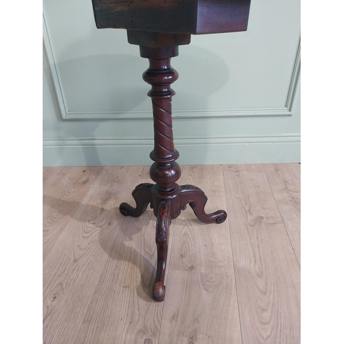 442 - 19th C. Burr walnut games table on turned column and three outswept feet. {69 cm H x 56 cm W x 44 cm... 