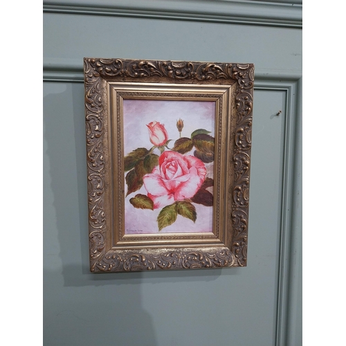 443 - Oil on board Howth Pier {36 cm H x 48 cm W} and on board Pink Rose by May Uniacke Nichol{28 cm H x 2... 