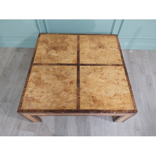 450 - Mid century Italian Bird�s eye maple coffee table. {41 cm H x 110 cm W x  110 cm D}