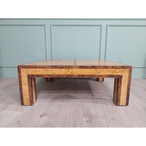 450 - Mid century Italian Bird�s eye maple coffee table. {41 cm H x 110 cm W x  110 cm D}