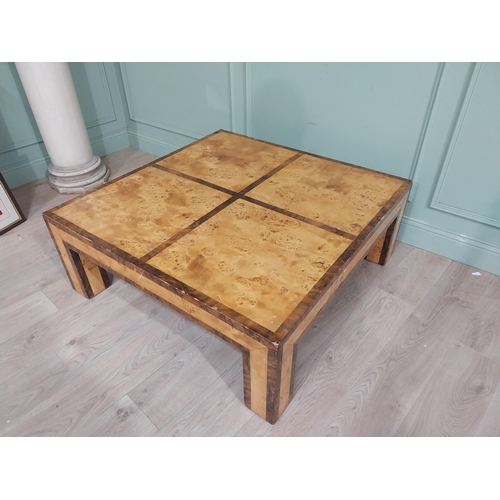 450 - Mid century Italian Bird�s eye maple coffee table. {41 cm H x 110 cm W x  110 cm D}