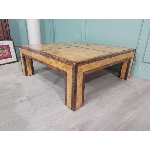 450 - Mid century Italian Bird�s eye maple coffee table. {41 cm H x 110 cm W x  110 cm D}