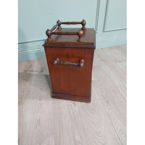 453 - Edwardian mahogany coal locker with brass mounts and original liner. {55 cm H   40 cm W x 30 cm D}.