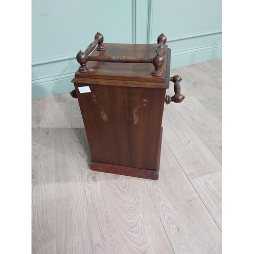 453 - Edwardian mahogany coal locker with brass mounts and original liner. {55 cm H   40 cm W x 30 cm D}.