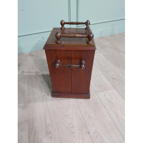 453 - Edwardian mahogany coal locker with brass mounts and original liner. {55 cm H   40 cm W x 30 cm D}.