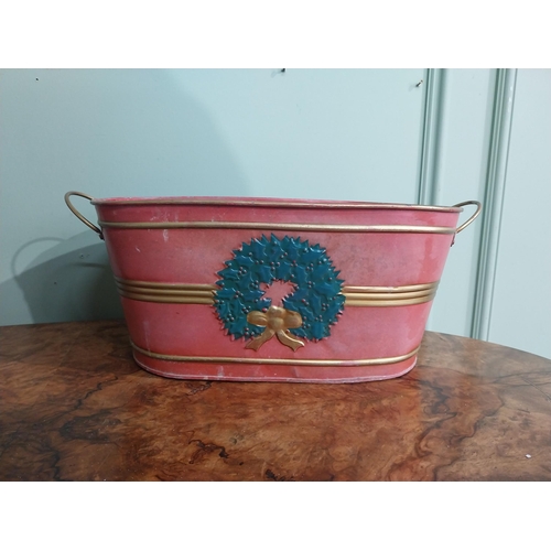 455 - Vintage jewellery box {10 cm H x 35 cm W x 14 cm D} and painted metal wine cooler {15 cm H x 41 cm W... 