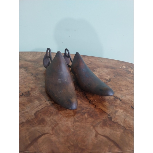 457 - Two early 20th C. American Sorosis walnut and brass shoe lasts. {24 cm H x 8 cm W x 10 cm D}.