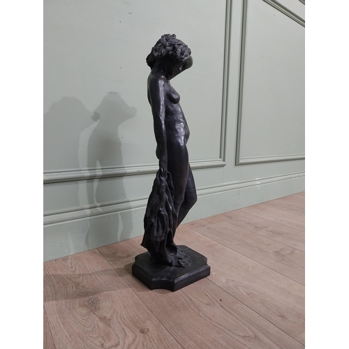 459 - Bronzed resin figure of a Lady. {64 cm H x 20 cm W x 20 cm D}.