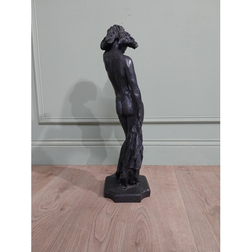 459 - Bronzed resin figure of a Lady. {64 cm H x 20 cm W x 20 cm D}.