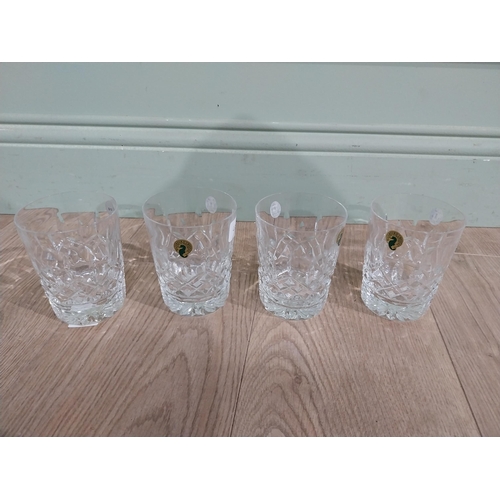 461 - Set of four good quality Waterford cut crystal whiskey tumblers. {11 cm H}.