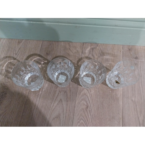 461 - Set of four good quality Waterford cut crystal whiskey tumblers. {11 cm H}.