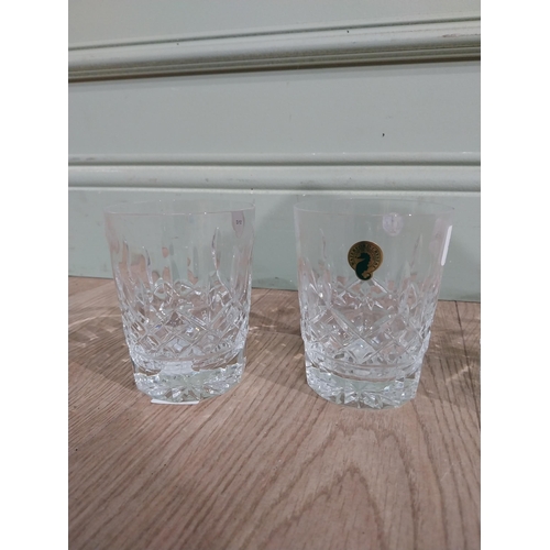 461 - Set of four good quality Waterford cut crystal whiskey tumblers. {11 cm H}.