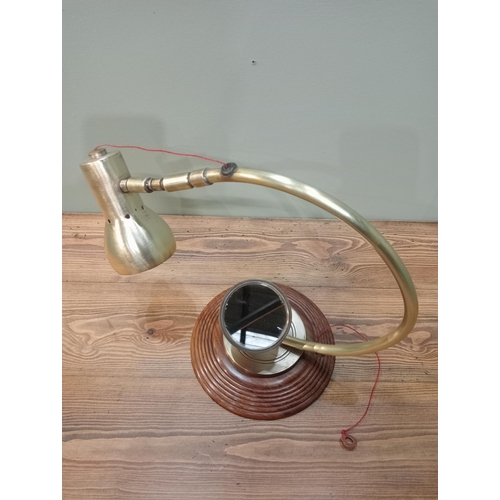 467 - Brass angle poise desk lamp with mirror.  {H 28cm x W 36cm x D 20cm}.  NOT AVAILABLE TO VIEW IN PERS... 