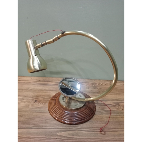 467 - Brass angle poise desk lamp with mirror.  {H 28cm x W 36cm x D 20cm}.  NOT AVAILABLE TO VIEW IN PERS... 