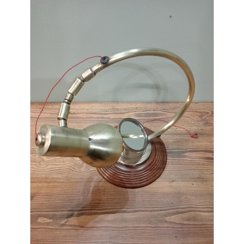 467 - Brass angle poise desk lamp with mirror.  {H 28cm x W 36cm x D 20cm}.  NOT AVAILABLE TO VIEW IN PERS... 