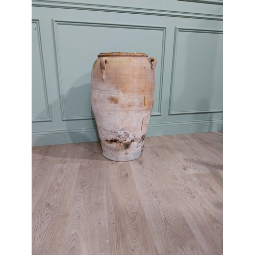 478 - 19th C. Glazed Terracotta olive pot with four handles. {80 cm H x 45 cm Dia.}.