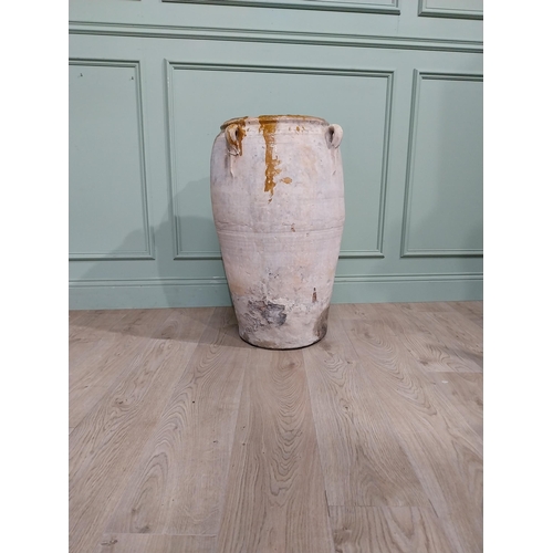 479 - 19th C. Glazed Terracotta olive pot with four handles. {80 cm H x 45 cm Dia.}.